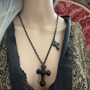 Obsidian Crosses,  (2) Natural Obsidian Gemstone for Cross Necklace Different size Crosses, Jewelry