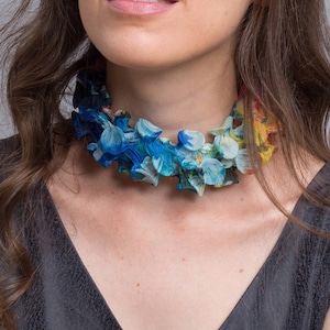 Avant Garde Necklace, Choker Necklace, Colorful Statement Necklace, Fabric Jewelry, Fabric Necklace, Chunky Choker, Oversized Necklace Women