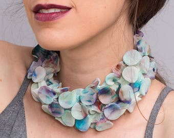 Colorful Choker, Collar Necklace, Fabric Necklace Choker, Fabric Jewelry, Shibori Necklace, Scarf Necklace, Chunky Choker,Avant Garde Choker