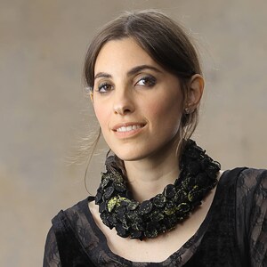 Black Scarf, Bold Statement Necklace, Fabric Necklace, Chunky Necklace, Collien Textile, Textile Jewelry, Avant Garde Jewelry,Necklace Scarf