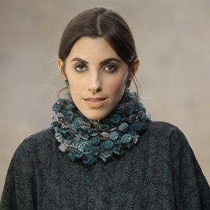 Necklace Scarf, Fabric Necklace, Chunky Scarf, Infinity Scarf, Neckpiece, Statement Necklace, Shibori Jewelry, Textile Jewelry, Gift For Mom