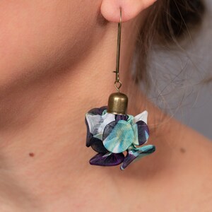 Fabric Earrings, Funky Earrings, Statement Earrings, Avant Garde Jewelry, Colorful Earrings, Purple Earrings, Chunky Earrings, Shibori