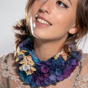 Oversized Necklace, Winter Accessory, Statement Necklace Women, Fabric Necklace, Infinity Scarf, Neck Scarf, Purple Scarf, Textile Jewelry