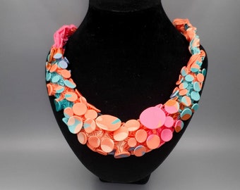 Avant Garde Necklace, Fabric Bib Necklace, Statement Bib Necklace, Fabric Jewelry, Chunky Necklace, Colorful Statement Necklace, Bohemian