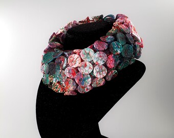Scarf Necklace, Fabric Necklace, Shibori Necklace, Fabric Jewelry, Statement Choker, Collar Choker, Bohemian Necklace, Avant Garde Necklace