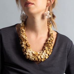 Bib Necklace, Chunky Necklace, Avant Garde Jewelry, Bohemian Jewelry, Long Statement Necklace, Unique Long Necklace, Fabric Necklace