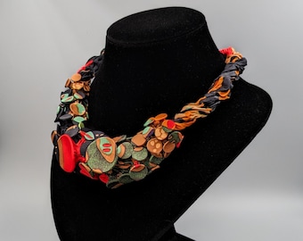 Bohemian Necklaces for Women, Shibori Necklace, Avant Garde Necklace, Shibori Jewelry, Fabric Necklace, Statement Bib Necklace, Extravagant