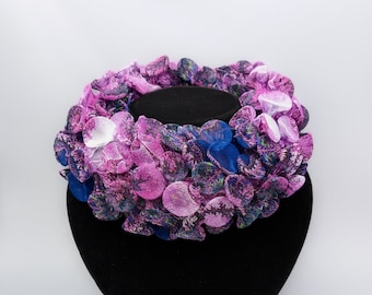 Purple Scarf, Statement Accessories, Colorful Scarf, Chunky Scarf, Handmade Scarf,  Winter Accessory, Necklace Scarf, Shibori, Unique Scarf