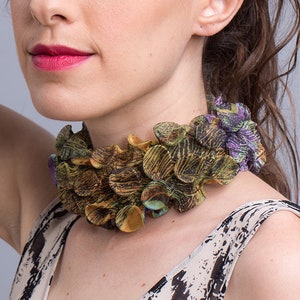 Fabric Necklace, Textile Necklace, Fabric Jewelry, Unique Statement Necklace, Chunky Statement Necklace, Avant Garde Necklace, Shibori