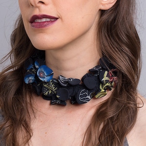 Fabric Necklace, Chunky Necklace, Fabric Jewelry, Avant Garde Jewelry, Avant Garde Necklace, Unique Statement Necklace, Necklace Scarf