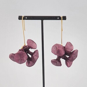 Long Purple Earrings, Fabric Earrings, Statement Accessories, Chunky Earrings, Funky Earrings, Unique Statement Earrings, Big Bold Earrings