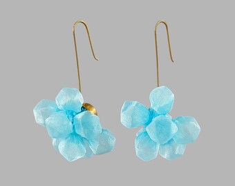 Fabric Earrings, Light Blue Earrings, Unique Statement Earrings, Bohemian Earrings, Chunky Earrings, Sky Blue Earrings, Artisan Earrings
