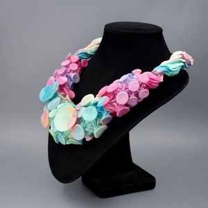 Fabric Necklace, Colorful Necklace, Textile Jewelry, Bold Statement Necklace, Avant Garde Necklace, Unique Bib Necklace, Bohemian Necklace