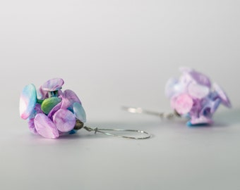 Fabric Earrings, Purple Earrings, Fabric Jewelry, Avant Garde Jewelry, Funky Earrings, Unique Long Earrings, Colorful Earrings, Shibori