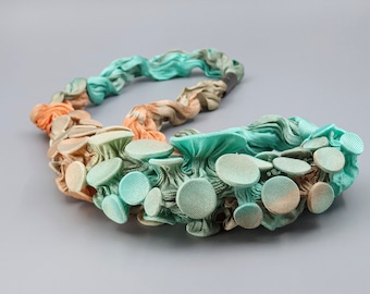 Colorful Necklace, Avant Garde Jewelry, Big Bold Necklace, Unique Fabric Necklace, Textile Necklace, Bib Necklace, Bold Statement Necklace