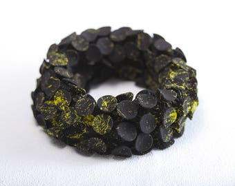 Black Fabric Necklace, Statement Necklace For Women, Textile Jewelry, Unique Black Scarf, Chunky Scarf, Cowl Scarf, Neckpiece,Bohemian Scarf
