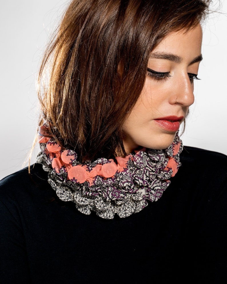 Statement Necklace for Women Unique Scarf Black White Scarf Etsy