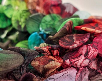 Scarf Necklace, Multi Color Necklace, Oversized Chiffon Necklace Scarf, Spring Accessory, Textile Necklace, Cowl Scarf,Handmade Fabric Scarf