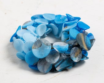 Blauwe sjaal, handgemaakte stoffen ketting, sjaalketting, gewaagde statementketting, stoffen ketting, stoffen sieraden, avant-gardeketting