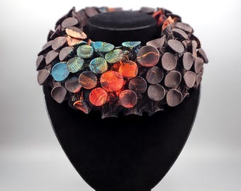 Oversized Necklace, Handmade Scarf, Spring Accessory, Oversized Chiffon Necklace Scarf, Textile Necklace, Haut Couture Jewelry, Cowl Scarf