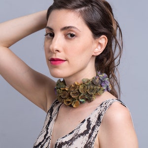 Handmade Fabric Necklace, Fabric Necklace, Necklace Scarf, Chunky Scarf, Chunky Statement Necklace, Avant Garde Necklace, Textile Jewelry
