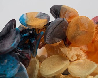 Bold Yellow Necklace, Fabric Jewelry, Fabric Choker, Spring Accessories, Colorful Statement Choker, Fabric Necklace, Avant Garde Necklace