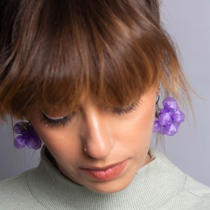 Fabric Earrings, Textile Earrings, Fabric Jewelry, Chunky Earrings, Funky Earrings, Bohemian Earrings, Purple Earrings, Avant Garde Earrings