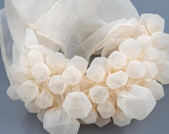 Chunky Collar Scarf, White Scarf, Unique Handmade Scarf, Spring Accessories, White scarf Wedding, Bridal Scarf, Bridal Neckpiece, Bohemian