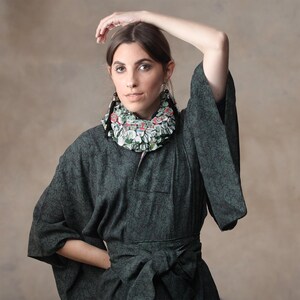 Handmade Scarf, Chiffon Scarf, Chunky Scarf, Textile Jewelry, Bold Statement Necklace, Collar Scarf, Statement Scarf,Handmade Fabric Jewelry