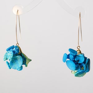 Statement Turquoise Earrings, Avant Garde Earrings, Chunky Earrings, Fabric Earrings, Fabric Jewelry, Wearable Art, Big Bold Earrings