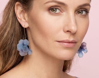Fabric Earrings, Long Statement Earrings, Fabric Jewelry, Handmade Fabric Earrings, Chunky Earrings, Colorful Fabric Earrings, Wearable Art