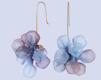 Fabric Earrings, Long Statement Earrings, AvantGarde Jewelry, Bohemian Jewelry, Chunky Drop Earrings, Colorful Fabric Earrings, Wearable Art