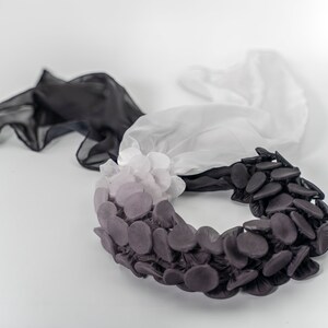 Bohemian Necklace Scarf, Statement Necklace Scarf, Necklace Scarf For Women, Unique Scarf, Chunky Scarf, Black & White Scarf, Bohemian Scarf