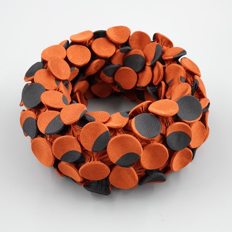 Orange Scarf, Unique Scarf, Shibori, Wearable Art, Circular Scarf, Extravagant Scarf, Bohemian Scarf, Cowl Scarf, Colorful Scarf, Origami image 2