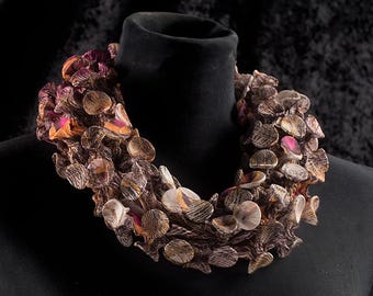 Lenço Shibori, Lenço de Arte Vestível, Lenço Infinito, Lenço Gola Alta, Lenço Grosso, Gargantilha de Tecido, Lenço para Gola, Lenço Circular
