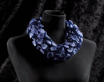 Blue Scarf ,Chunky Necklace, Infinity Scarf, Necklace Scarf, Chunky scarf, Gift For Mom, Textile Jewelry, Wearable Art, Statement Necklace