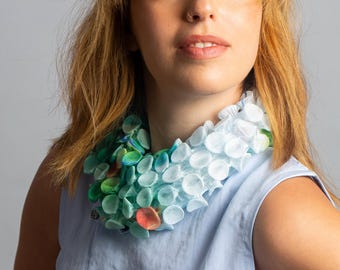 Wide Cowl Necklace, Fabric Choker, Avant Garde Necklace, Necklace Scarf, Textile Jewelry, Handmade Fabric Necklace, Chunky Fabric Choker