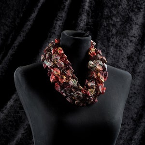 Fabric Necklace, Bohemian Necklace, Infinity Scarf, Big Bold Scarf, Statement Necklace, Wearable Art, Shibori Scarf, Unique Scarf Gift