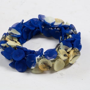 Collar de gargantilla, collar inusual, joyería de tela, collar de vanguardia, collar de declaración azul, collar de tela, collar boho