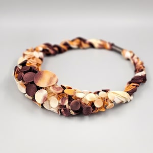 Brown Necklace, Avant Garde Necklace, Fabric Necklace, Earth Brown Necklace, Large Necklace, Unique Necklace, Bib Necklace, Long Necklace