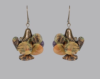 Boucles d'oreilles colorées, Boucles d'oreilles originales, Boucles d'oreilles en tissu, Boucles d'oreilles texturées, Boucles d'oreilles longues, Bijoux tendance, Bijoux en textile, Boucles d'oreilles faites main