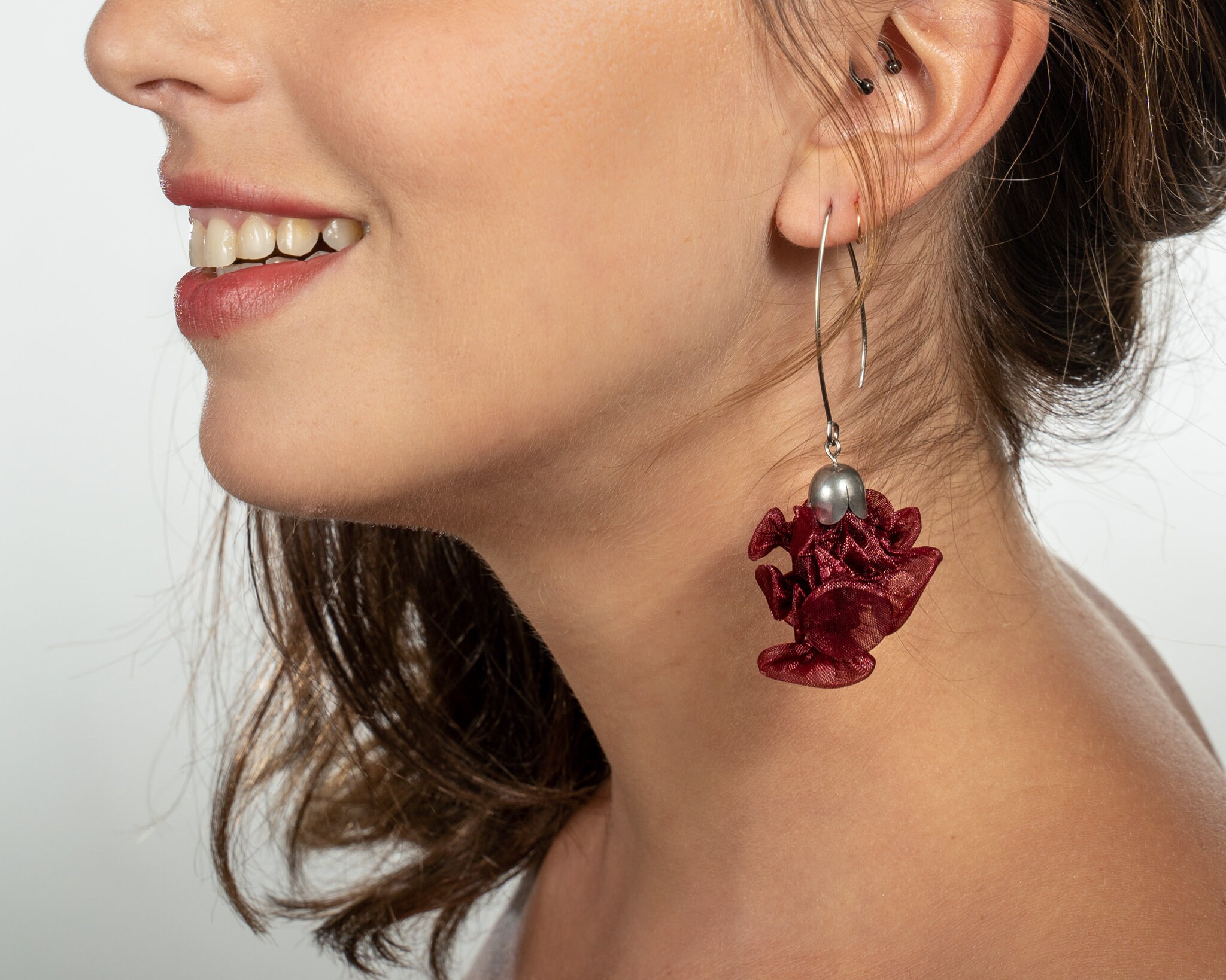 Red - Mehjabi Fabart Shell Work Earrings main image 1
