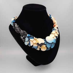 Bib Necklace, Textile Jewelry, Handmade Fabric Necklace, Extravagant Necklace, Fabric Necklace, Bold Statement Necklace,Avant Garde Necklace