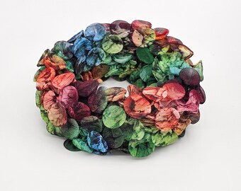 Multi Color Necklace, Oversized Chiffon Necklace Scarf, Spring Accessory, Textile Necklace, Cowl Scarf, Handmade Scarf, Oversized Necklace