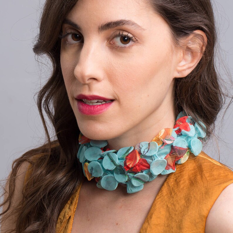 Choker Necklace, Collar Necklace, Unique Statement Necklace, Fabric Jewelry, Fabric Necklace, Chunky Necklace, Avant Garde Necklace, Unusual image 2