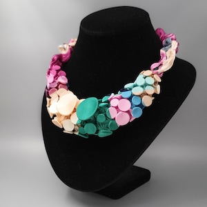 Unique Bib Necklace, Fabric Necklace, Bold Statement Necklace, Textile Jewelry, Colorful Necklace, Avant Garde Necklace, Handmade Necklace