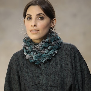 Oversized Necklace, Fabric Necklace, Avant Gard Jewelry, Large Cowl Scarf, Choker Scarf, Bold Statement Necklace, Wearable Art, Fungi Studio