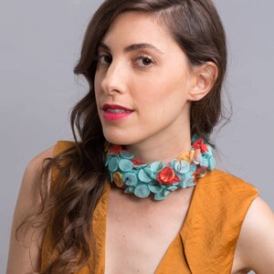 Choker Necklace, Collar Necklace, Unique Statement Necklace, Fabric Jewelry, Fabric Necklace, Chunky Necklace, Avant Garde Necklace, Unusual image 1