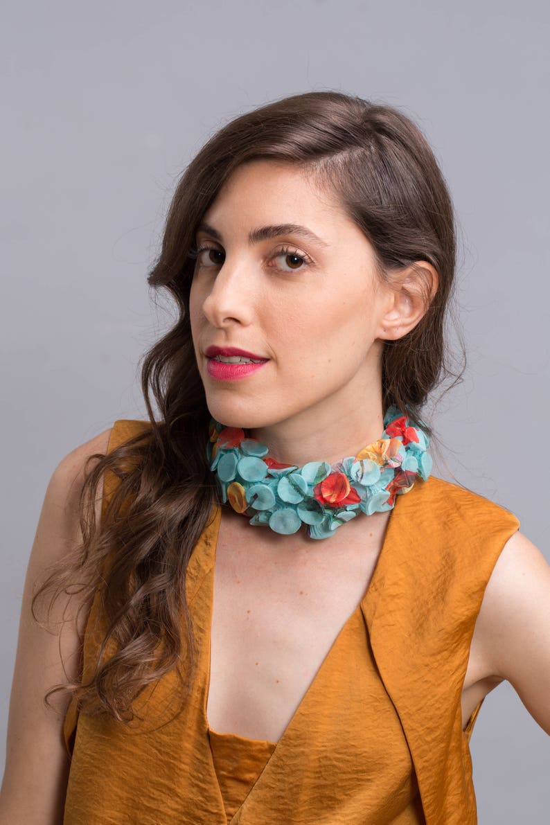 Choker Necklace, Collar Necklace, Unique Statement Necklace, Fabric Jewelry, Fabric Necklace, Chunky Necklace, Avant Garde Necklace, Unusual image 1