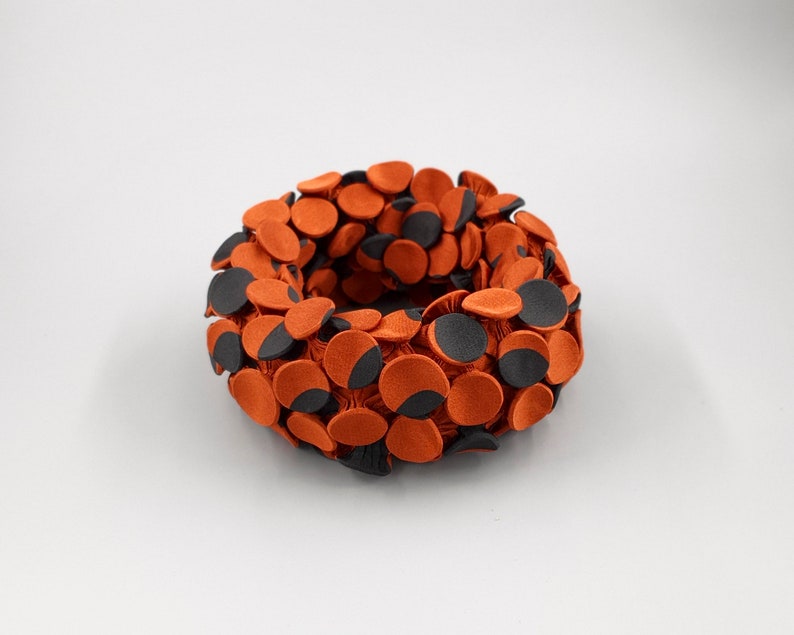 Orange Scarf, Unique Scarf, Shibori, Wearable Art, Circular Scarf, Extravagant Scarf, Bohemian Scarf, Cowl Scarf, Colorful Scarf, Origami image 6